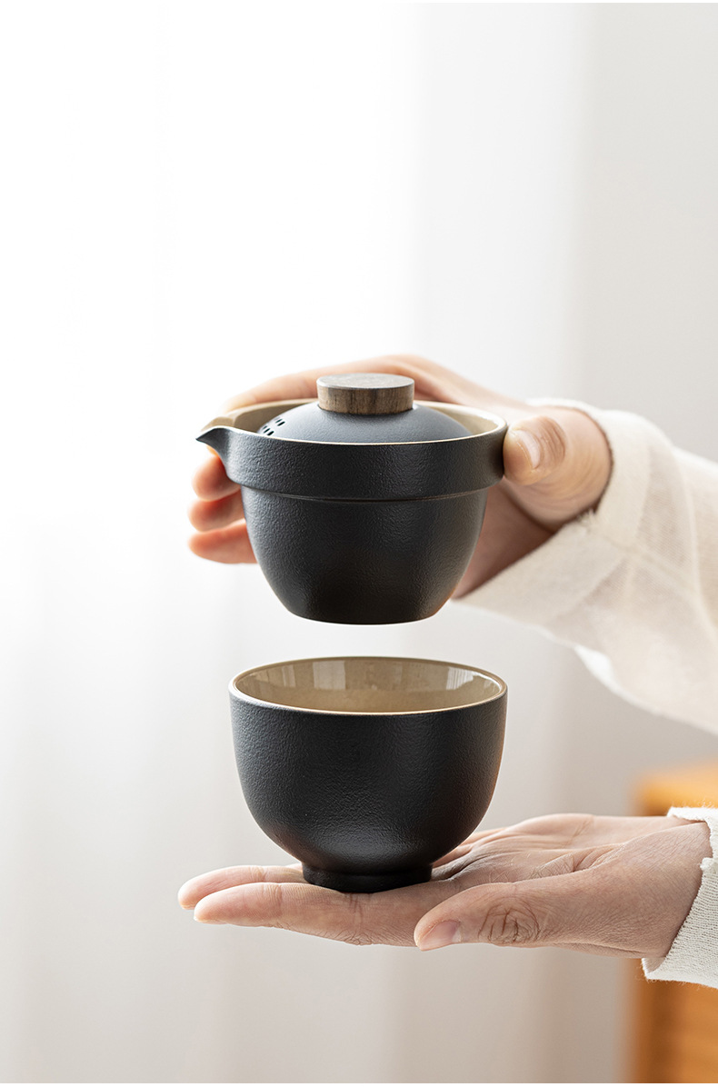 Travel tea set, quick guest cup, one pot, three cups, portable covered bowl, small set, outdoor kung fu set, tea brewing advertising gift pic 31
