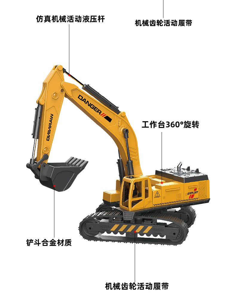 儿童仿真合金工程车模型玩具车吊车推土挖掘机搅拌翻斗消防车批发详情11
