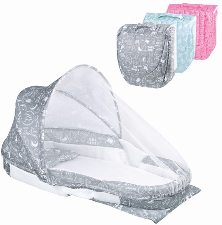 卡通图案婴儿床 全包围带蚊帐婴儿床中床 音乐灯光折叠婴儿床详情3