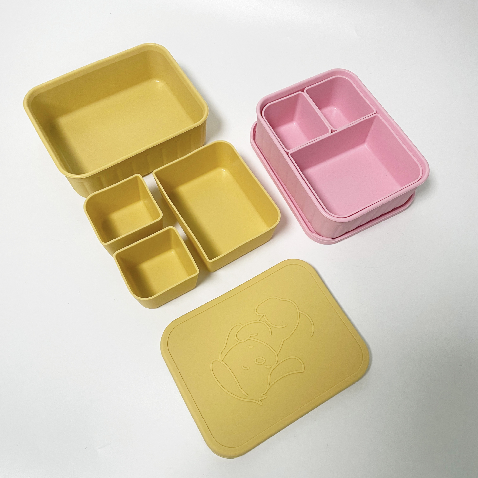 硅胶饭盒保鲜盒不锈钢便当盒餐盘零食盒酱料杯两格三格四格午餐盒详情18