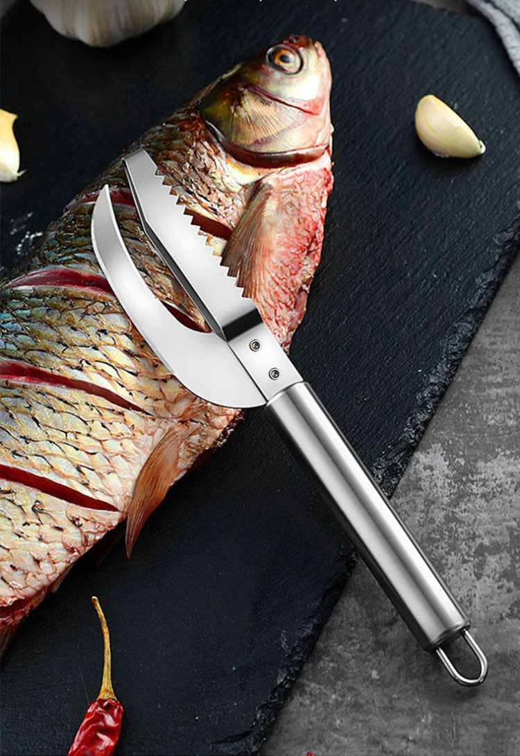 Stainless steel fish scale scraper, fish scale brush, fish scale scraper knife, fish scale removal tool, fish belly knife pic 1
