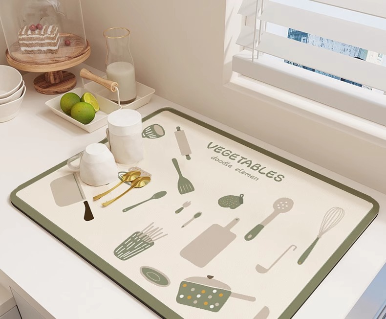 ins风厨房沥水垫吧台桌面吸水硅藻泥垫子家用耐磨可裁剪桌面杯垫详情1