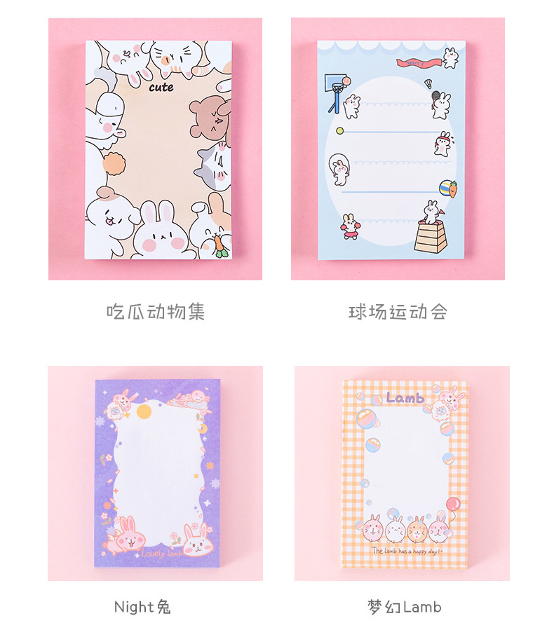 Cute cartoon rabbit memo note book, student notebook, sticky notes that can be torn N times, message notepad pic 3