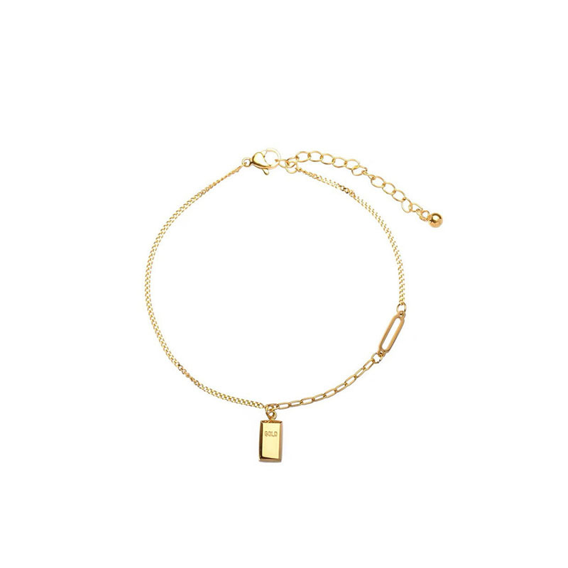 韩版钛钢字母铃铛铜钱镶钻脚链女18k玫瑰金时尚简约学生个性脚饰详情23