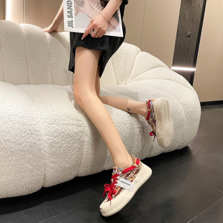 小众设计拼色帆布鞋女厚底休闲板鞋2023年新款春秋季韩版丑萌女鞋详情7