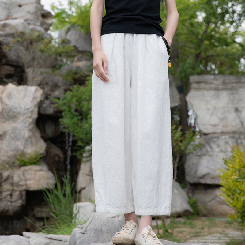 New Spring/Summer 2023 artistic and retro loose linen drape casual pants pic 6