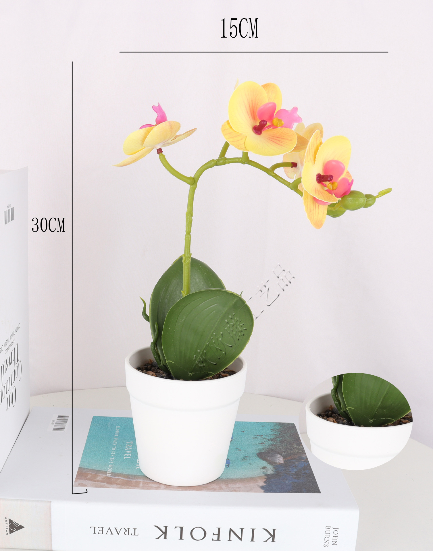 仿真3D蝴蝶兰5头盆栽/仿真盆景/仿真花创意内室小摆件/亚马逊厂直详情4