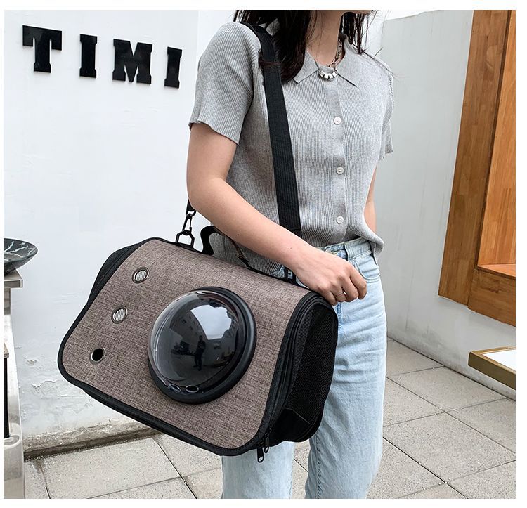 外出新款便携单肩背包手提透明宠物折叠猫咪狗狗太空舱透气外带详情26