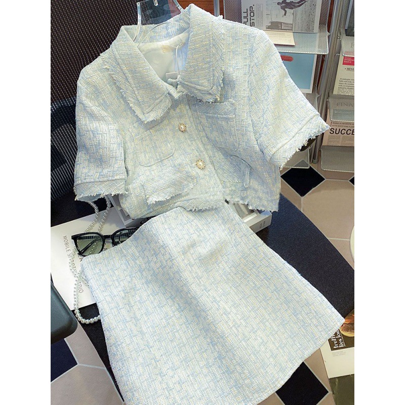 炸街牛仔套装潮女夏季新款短款背心+高腰宽松阔腿拖地女式牛仔裤详情1