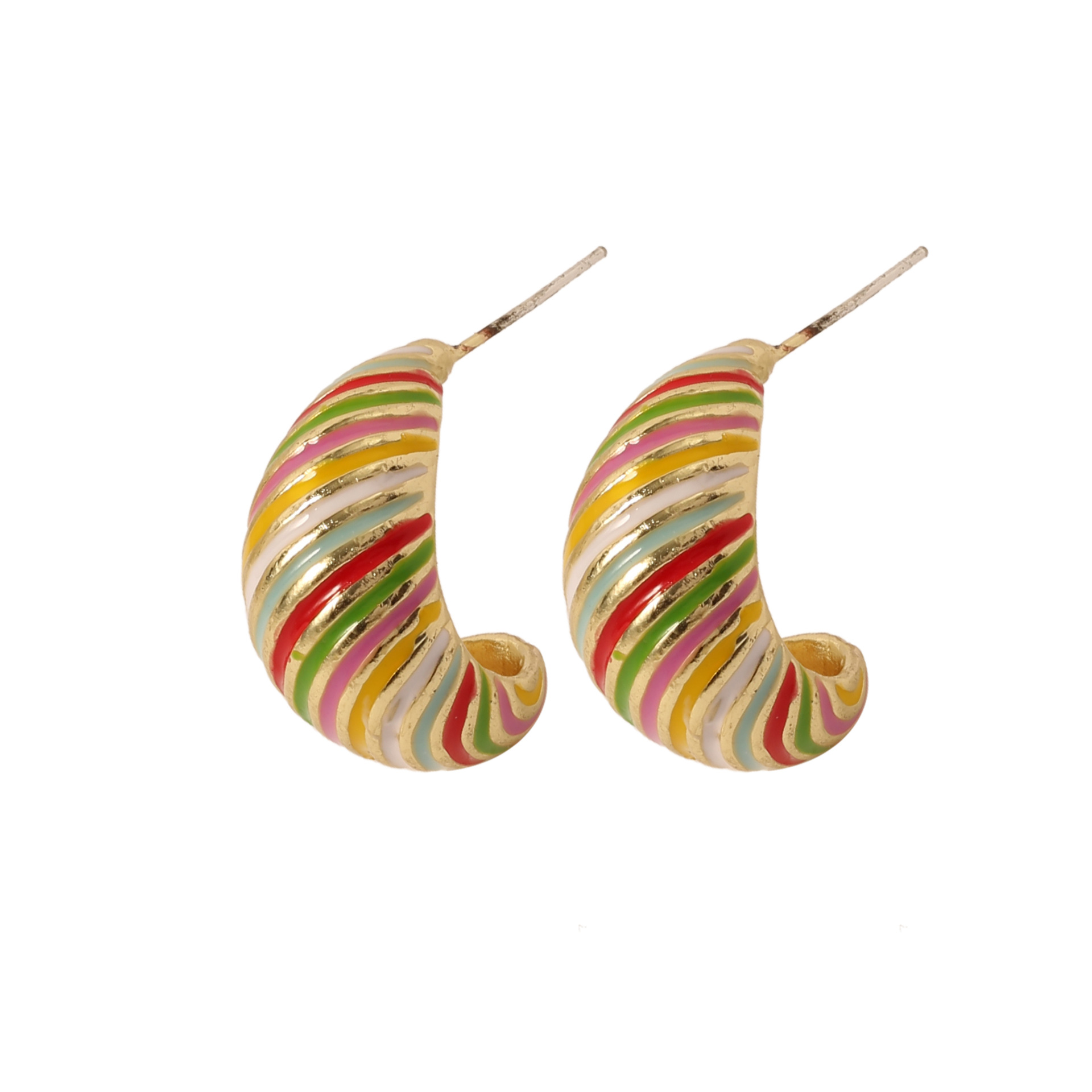 The new retro oil-dripping colored spiral earrings are fashionable, simple, individual, unique, niche and high-end design for women pic 6