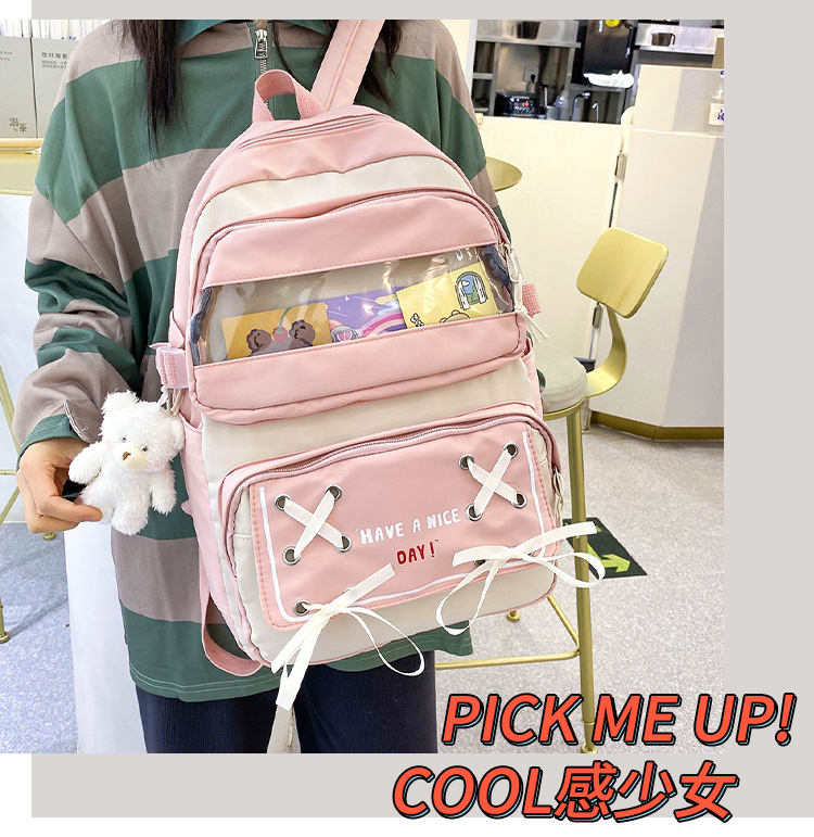 New student schoolbag, Japanese-style cute and fresh girl backpack, large capacity for junior high school students, trendy backpack for primary school boys pic 1