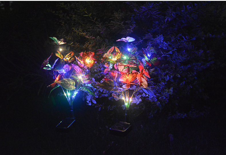 亚马逊太阳能蝴蝶花灯庭院地插灯户外草坪灯led景观灯仿真装饰灯详情9