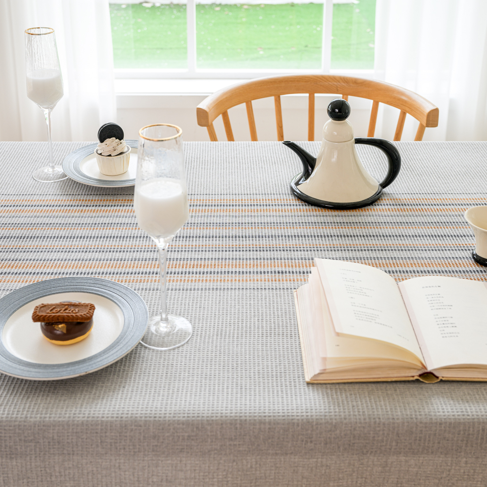 Wholesale of American-style country solid-color household rectangular table fabric, soft and breathable waffle striped coffee table cover fabric pic 39