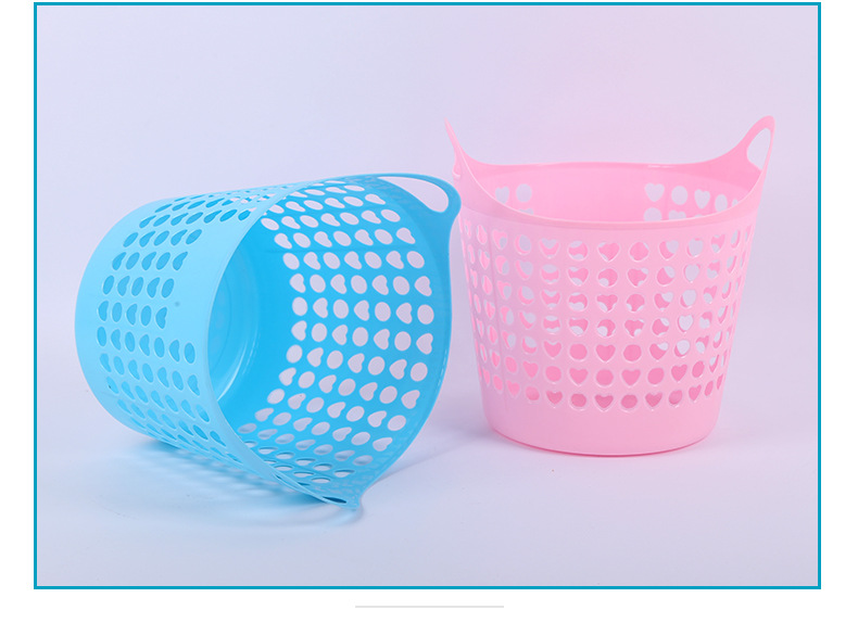 Factory wholesale household plastic storage baskets, simple dirty clothes storage baskets, circular grid hand-held dirty clothes baskets pic 14