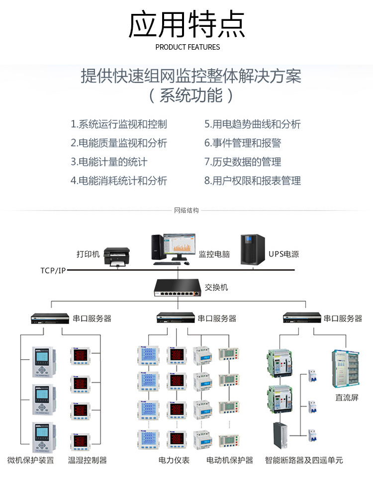 Three-phase digital multi-functional power meter, LCD current, voltage, power, frequency, energy RS485 communication meter pic 5