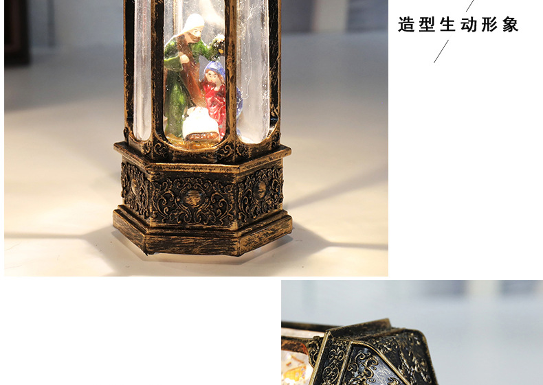 跨境新款圣诞装饰品LED风灯圣诞微景观复古小夜灯创意圣诞节礼物详情7