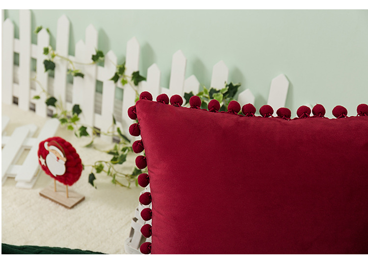 Cross-border InS-style velvet ball pillowcase, Nordic simple solid color cushion cover, Christmas sofa pillow cover pic 19
