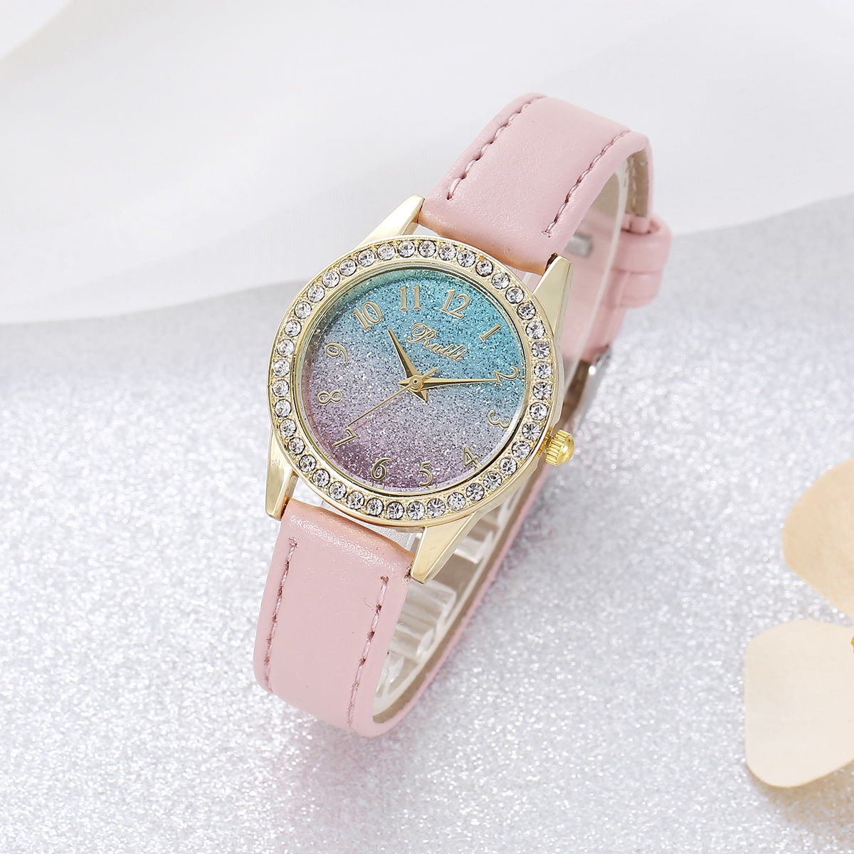爆款跨境儿童小清新学生风少女动物表盘可爱学生女孩皮带石英手表详情3