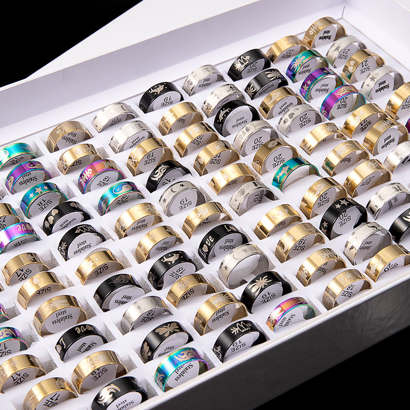 跨境电商亚马逊速买通货源 多款混色打标不锈钢戒指 厂家货源批发详情4