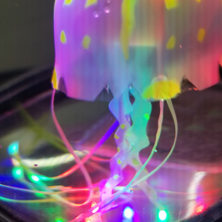 水族鱼缸水母灯 七彩LED自动变色小夜灯 圆柱形水母灯详情43