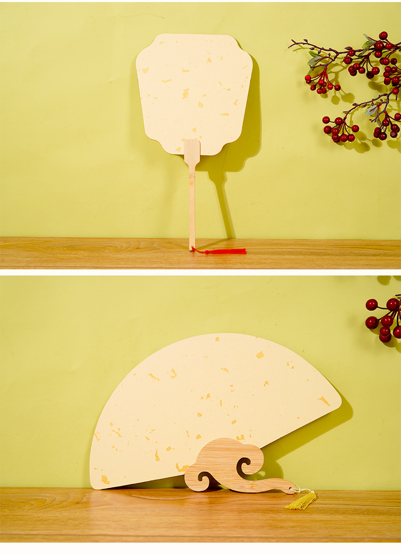 空白宣纸团扇硬卡加厚双面生宣扇形宫扇书法手绘画中国风复古扇子详情10