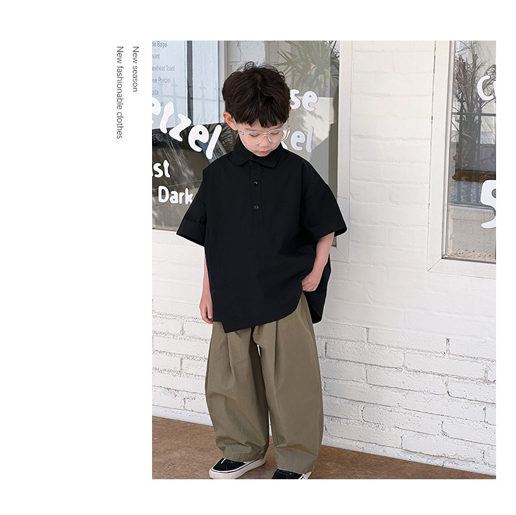 儿童夏装男童短袖白衬衫2024夏季新款衬衣小男孩帅气宽松上衣批发详情8