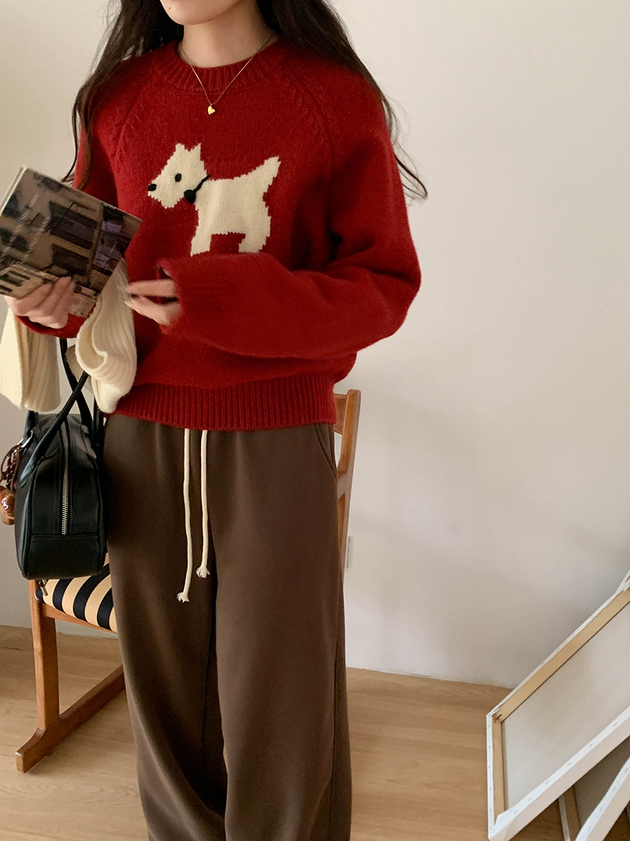 3th Morning North Island Park Korean Style Youthful Dog Embroidered Round Neck Pullover Sweater ZY2381 pic 61