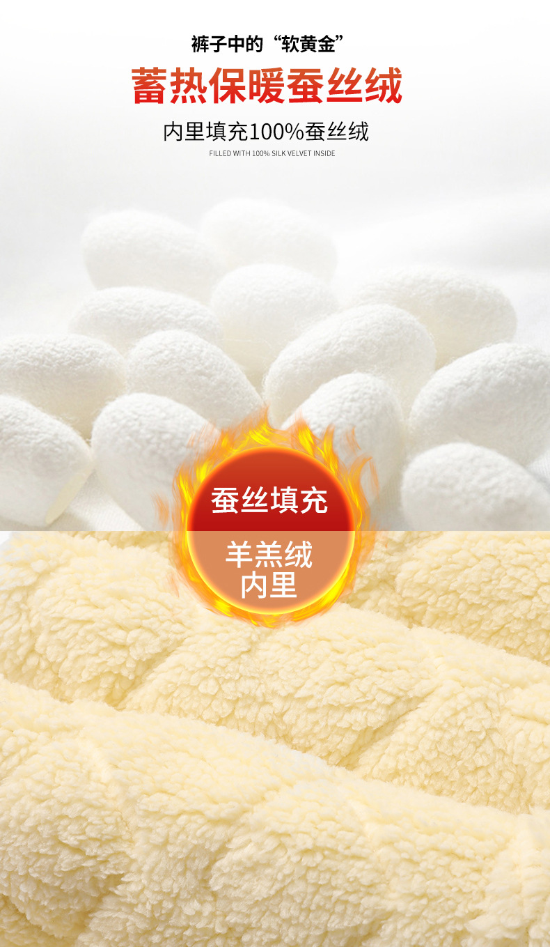 东北羊羔绒蚕丝棉裤女冬季高腰超厚保暖裤大码特厚外穿打底裤批发详情3