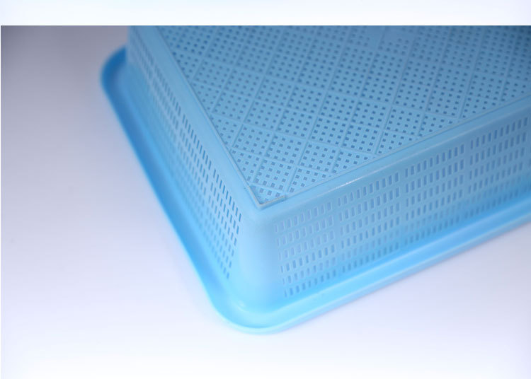 Rectangular plastic blue thickened storage basket for kindergarten toys, kitchen vegetable washing basket, small basket for supermarket classification and organization pic 10