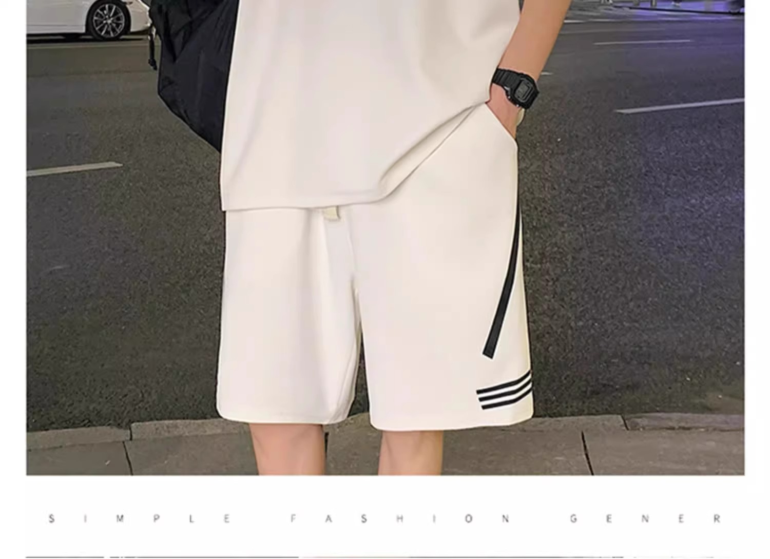 休闲运动套装男夏季薄款宽松冰丝短袖t恤男士短裤搭配帅气两件套T详情9