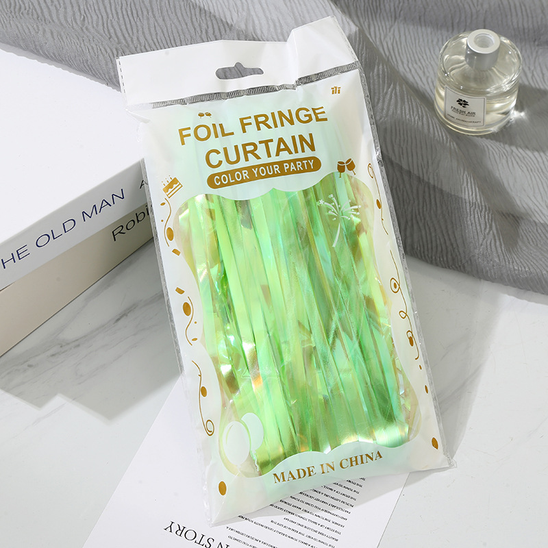 新款1*2M创意派对装饰雨丝帘双色镭射墙面门帘儿童生日装饰道具详情7