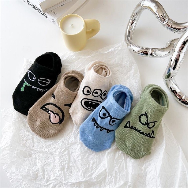 5双装卡通搞怪船袜女袜子夏季薄款隐形浅口日系可爱短袜ins潮详情2
