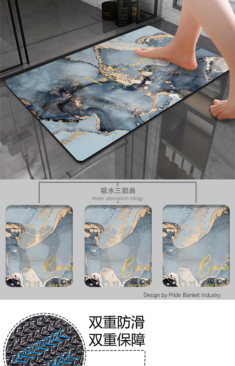 Diatom mud absorbent mat, bathroom door floor mat, carpet, bathroom floor mat, toilet floor mat, dirt-resistant kitchen mat pic 3