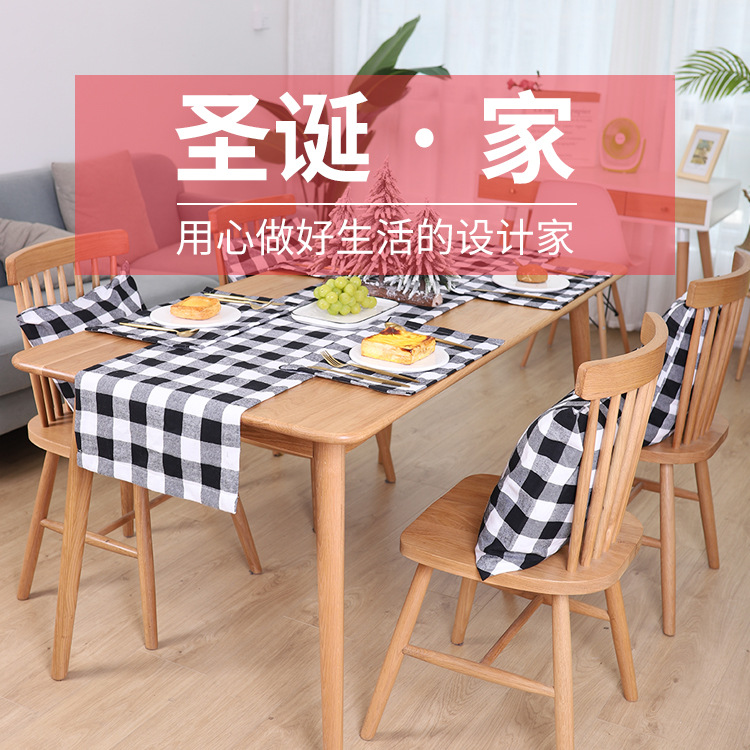 新款圣诞节装饰品红黑格子布抱枕套外贸格子抱枕套方形枕头罩详情1