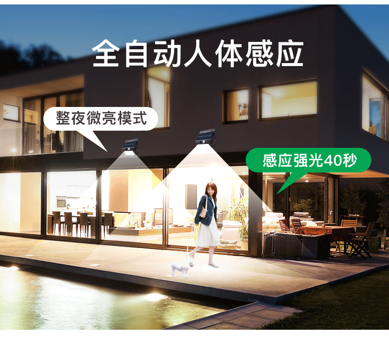 Solar sensor storefront lamp CL-108, photovoltaic power generation, electricity-free, villa outdoor wall lamp wholesale pic 3