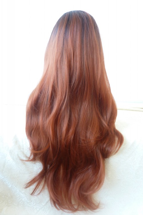 NEWLOOK W1090 marrón onda curl moda cabello largo peluca encaje peluca cabeza de aprendizaje peluca pic 4