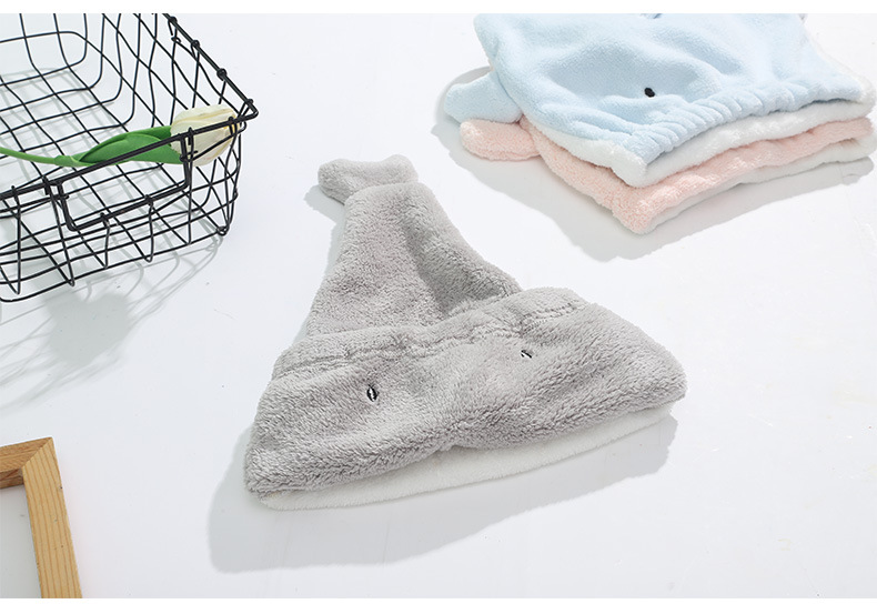 Cartoon cute animal shark coral velvet dry hair cap, Kanglehouse thickened absorbent creative dry hair towel wholesale pic 11