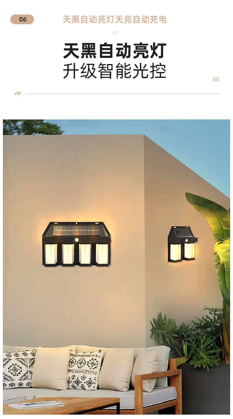 New outdoor solar wall lamps, outdoor waterproof tungsten filament lamps, sensor garden lamps, garden villa night lights for illumination pic 7