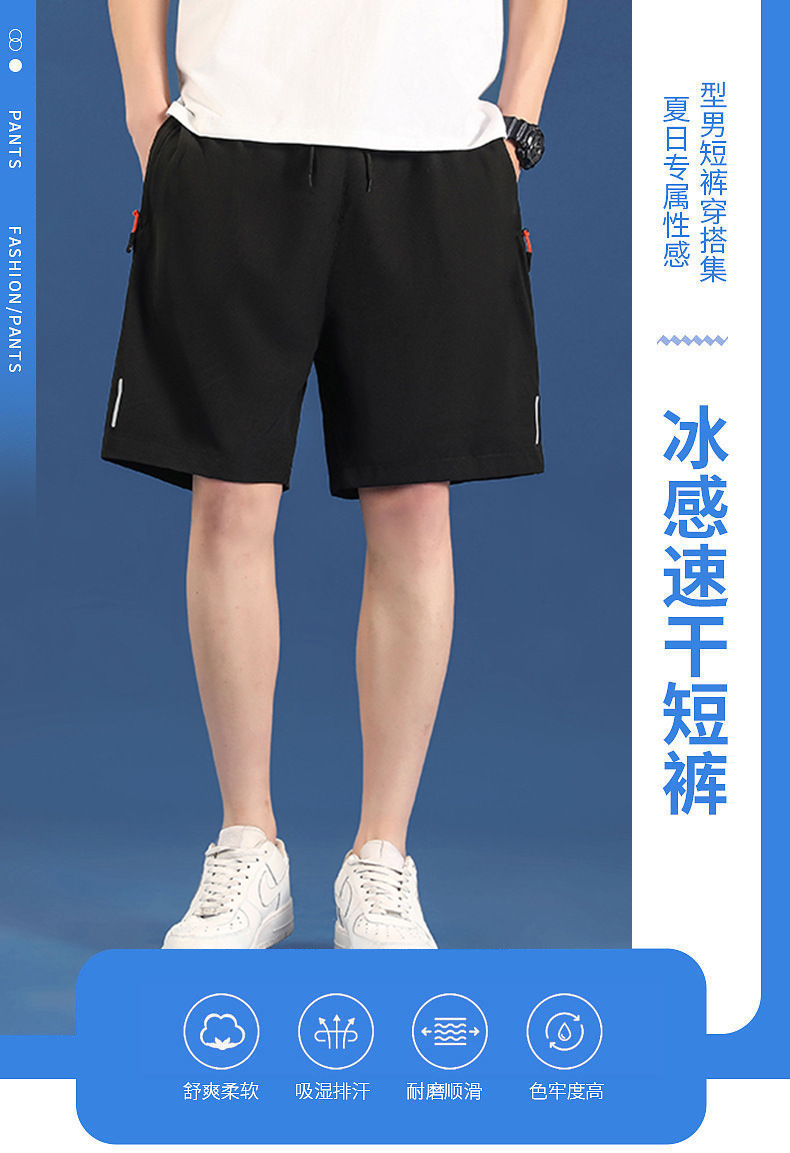 Summer sports thin shorts for men, loose and casual ice silk quick-drying capri pants for men, straight-leg Hong Kong-style pants for men, trendy pic 2