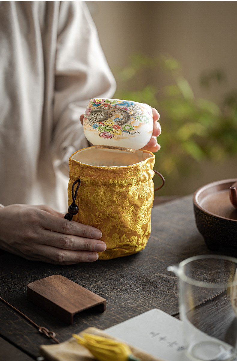 The main cup, Gongfu tea cup, living room tea bowl, ceramic dragon and Phoenix presenting auspiciousness, gift box set, single cup for tasting pic 8