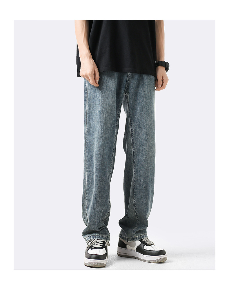 Guangzhou Xintang ultra-thin washed wide-leg elastic waist long pants for men and men, autumn, spring and summer, thin straight leg style pic 18