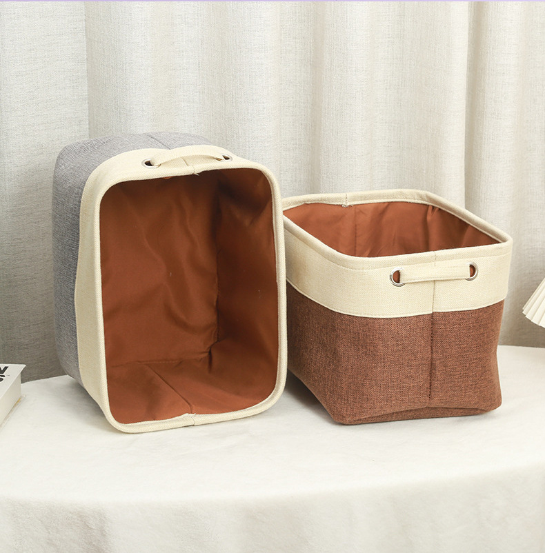 收纳篮加厚双层防潮防尘棉麻杂物收纳筐脏衣篓可折叠编织收纳筐详情6