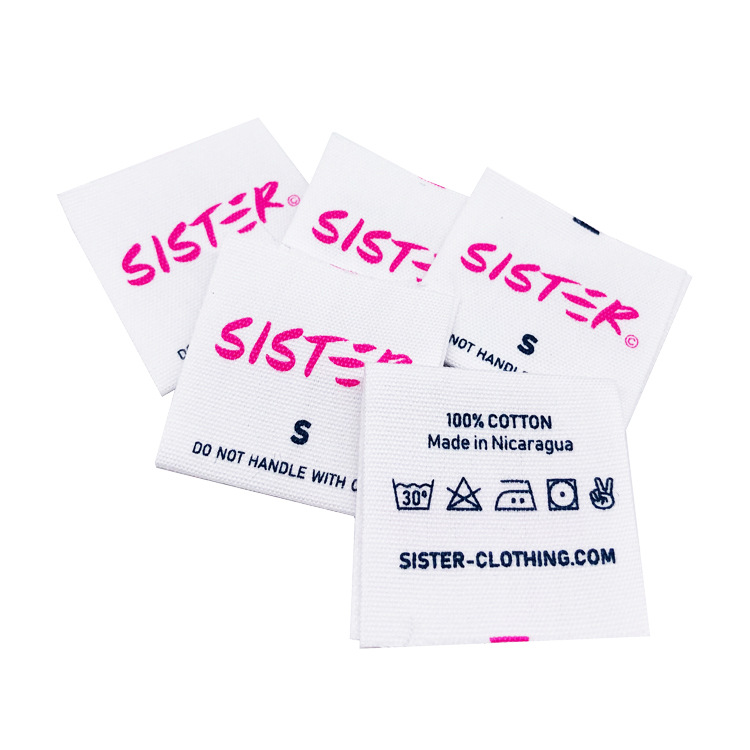 批发漂白纯棉水洗标 服装水洗唛对折领标 印刷多色全棉洗水唛详情2