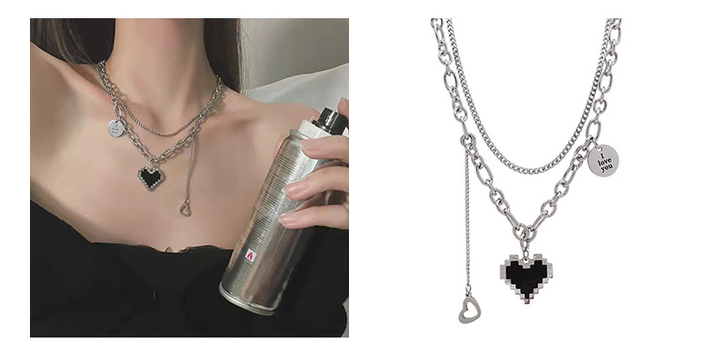 European and American hip-hop zircon collarbone chain, girl spice, ins titanium steel necklace, versatile, niche design, light luxury accessory pendant, pomelo ear pic 15