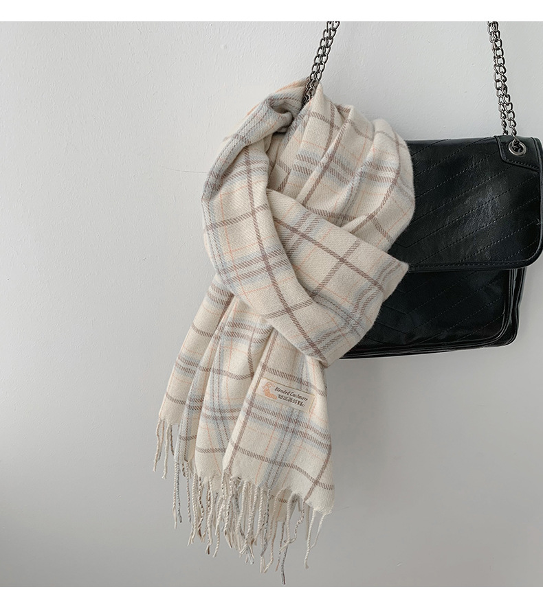 围巾女冬季高级感格子冬天爆款2024新款围脖百搭学生加厚保暖批发详情7