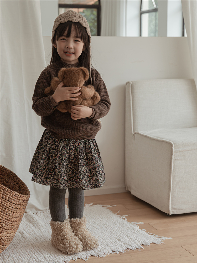 DK600冬季新款儿童打底裤复合色加绒加厚连脚裤宽条复合裤保暖潮详情12