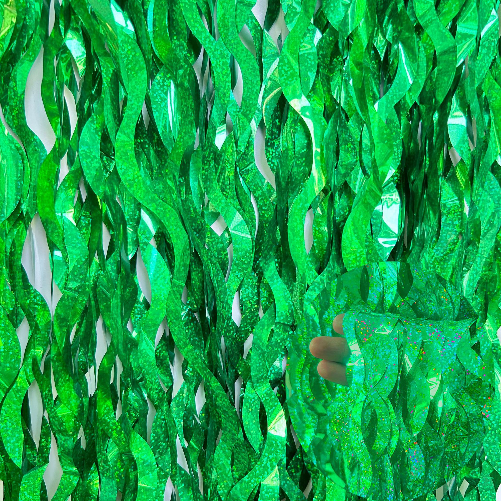 Wholesale of new cross-border 1X2M ceramic curved knife style rain silk curtain S-shaped tassel latte art party decoration background props pic 28