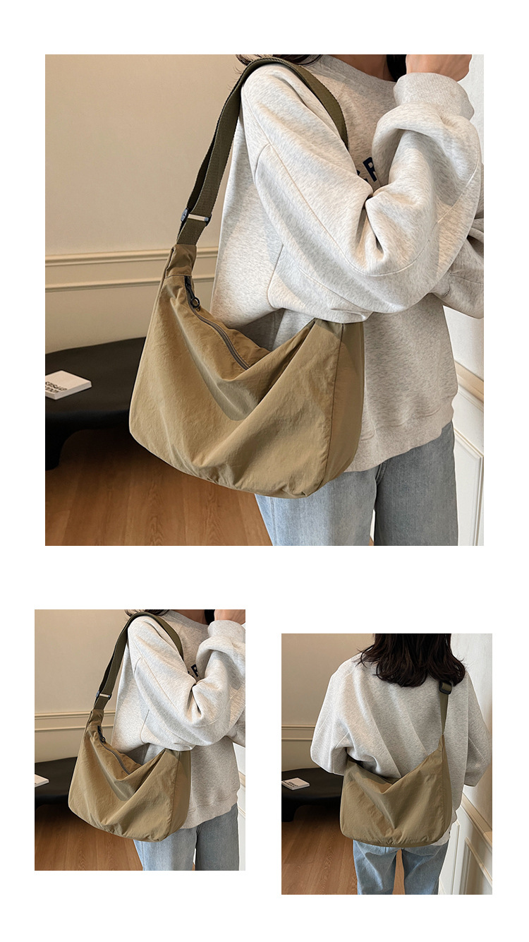 防水尼龙布袋斜挎包2024新款百搭饺子包简约百搭大容量上课单肩包详情12