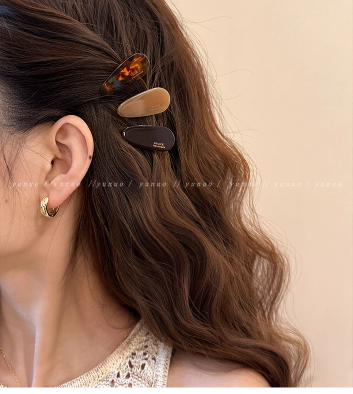 3-piece set of spring and summer water drop small hair clips, side clips, fringe clips for women, 2025 new high-end style duckbill clips headwear pic 5