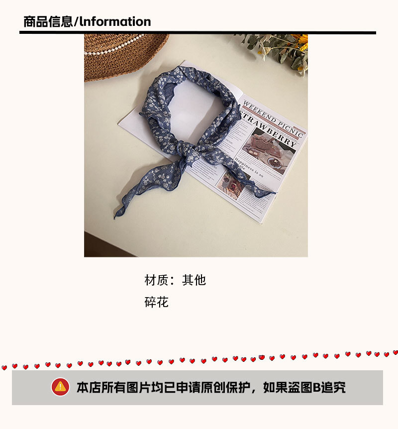 韩版碎花新款小三角巾围巾文艺发带棉麻日系时尚百搭多功能批发详情3